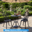 3-Piece Cast Aluminum Bistro Set Patio All-Weather Table and Chairs with Umbrella Hole-Black