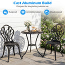 3-Piece Cast Aluminum Bistro Set Patio All-Weather Table and Chairs with Umbrella Hole-Black