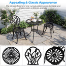 3-Piece Cast Aluminum Bistro Set Patio All-Weather Table and Chairs with Umbrella Hole-Black