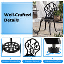 3-Piece Cast Aluminum Bistro Set Patio All-Weather Table and Chairs with Umbrella Hole-Black