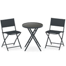 3 Piece Folding Bistro Set Patio Dining Furniture with Breathable Fabric Seat
