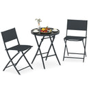 3 Piece Folding Bistro Set Patio Dining Furniture with Breathable Fabric Seat