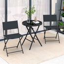 3 Piece Folding Bistro Set Patio Dining Furniture with Breathable Fabric Seat