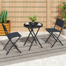 3 Piece Folding Bistro Set Patio Dining Furniture with Breathable Fabric Seat