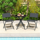 3 Piece Folding Bistro Set Patio Dining Furniture with Breathable Fabric Seat