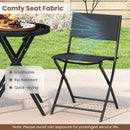 3 Piece Folding Bistro Set Patio Dining Furniture with Breathable Fabric Seat