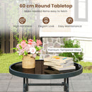 3 Piece Folding Bistro Set Patio Dining Furniture with Breathable Fabric Seat