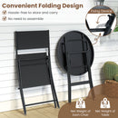 3 Piece Folding Bistro Set Patio Dining Furniture with Breathable Fabric Seat