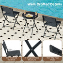 3 Piece Folding Bistro Set Patio Dining Furniture with Breathable Fabric Seat
