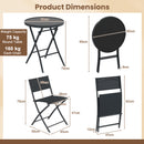 3 Piece Folding Bistro Set Patio Dining Furniture with Breathable Fabric Seat