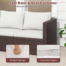 3-Piece Outdoor Wicker Sectional Sofa Set PE Rattan Modular Couch with Thick Cushions-White