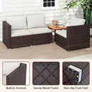 3-Piece Outdoor Wicker Sectional Sofa Set PE Rattan Modular Couch with Thick Cushions-White