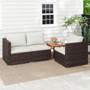 3-Piece Outdoor Wicker Sectional Sofa Set PE Rattan Modular Couch with Thick Cushions-White