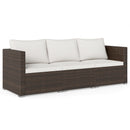 3-Piece Outdoor Wicker Sectional Sofa Set PE Rattan Modular Couch with Thick Cushions-White