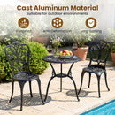 3-Piece Patio Bistro Set All Weather Cast Aluminum Table and Chairs with Umbrella Hole and Butterfly Backrests-Black
