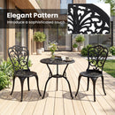 3-Piece Patio Bistro Set All Weather Cast Aluminum Table and Chairs with Umbrella Hole and Butterfly Backrests-Black