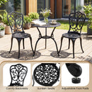 3-Piece Patio Bistro Set All Weather Cast Aluminum Table and Chairs with Umbrella Hole and Butterfly Backrests-Black