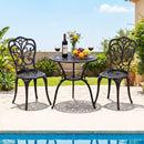 3-Piece Patio Bistro Set All Weather Cast Aluminum Table and Chairs with Umbrella Hole and Butterfly Backrests-Black