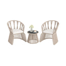 3 Piece Patio Leisure Chair Set Rope-Woven Armchairs And Table Set With Soft Seat Cushions-White
