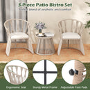 3 Piece Patio Leisure Chair Set Rope-Woven Armchairs And Table Set With Soft Seat Cushions-White