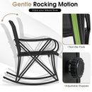 3-Piece Patio Rocking Bistro Rocker Chairs Set with Glass-Top Side Table-Black