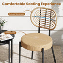 3 Pieces PE Wicker Outdoor Bistro Set Patio Conversation Set with Tempered Glass Coffee Table and Rattan Chairs-Brown