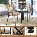 3 Pieces PE Wicker Outdoor Bistro Set Patio Conversation Set with Tempered Glass Coffee Table and Rattan Chairs-Brown