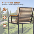 3 Pieces Patio Wicker Bistro Set with Cushions and Rattan Chairs for Balcony-Brown