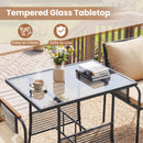 3 Pieces Patio Wicker Bistro Set with Cushions and Rattan Chairs for Balcony-Brown