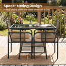 3 Pieces Patio Wicker Bistro Set with Cushions and Rattan Chairs for Balcony-Brown