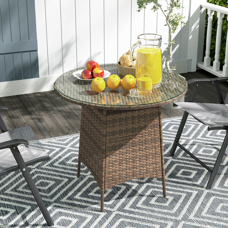 Outsunny Patio Furniture Rattan Garden Table with Umbrella Hole