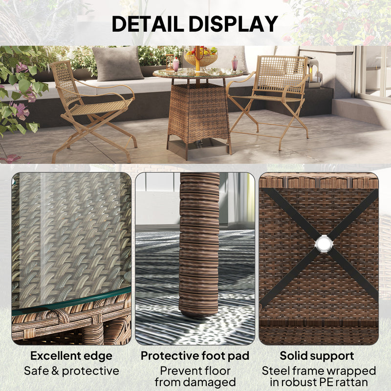Outsunny Patio Furniture Rattan Garden Table with Umbrella Hole