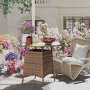 Outsunny Patio Furniture Rattan Garden Table with Umbrella Hole