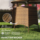 Outsunny Patio Furniture Rattan Garden Table with Umbrella Hole