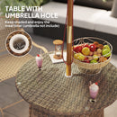 Outsunny Patio Furniture Rattan Garden Table with Umbrella Hole