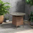 Outsunny Patio Furniture Rattan Garden Table with Umbrella Hole