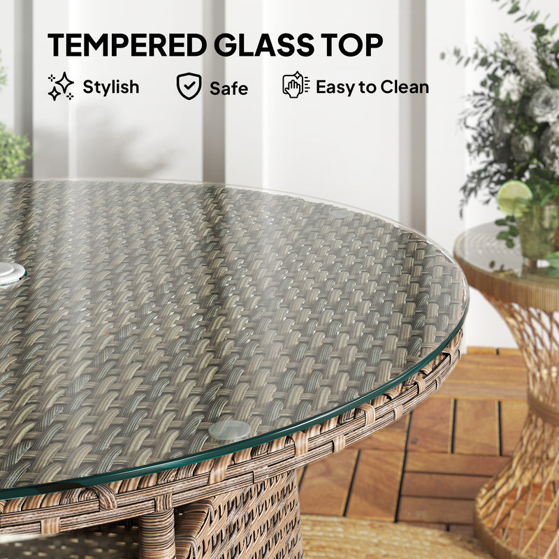 Outsunny Patio Furniture Rattan Garden Table with Umbrella Hole