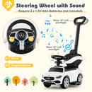 3-in-1 Ride on Push Car with Adjustable Canopy and Steering Push Bar-White