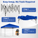300 X 295 Cm Pop Up Canopy Tent With Portable Carrying Bag And Wind Ropes-Blue