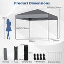 300 X 295 Cm Pop Up Canopy Tent With Portable Carrying Bag And Wind Ropes-Grey