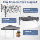 300 X 295 Cm Pop Up Canopy Tent With Portable Carrying Bag And Wind Ropes-Grey
