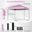 300 X 295 Cm Pop Up Canopy Tent With Portable Carrying Bag And Wind Ropes-Pink