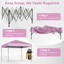 300 X 295 Cm Pop Up Canopy Tent With Portable Carrying Bag And Wind Ropes-Pink