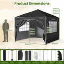300 X 300 Cm Pop Up Canopy Tent With 4 Removable Sidewall And Wheeled Bag-Black