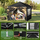 300 X 300 Cm Pop Up Canopy Tent With 4 Removable Sidewall And Wheeled Bag-Black