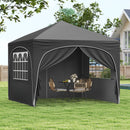 300 X 300 Cm Pop Up Canopy Tent With 4 Removable Sidewall And Wheeled Bag-Grey