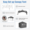 300 X 300 Cm Pop Up Canopy Tent With 4 Removable Sidewall And Wheeled Bag-Grey