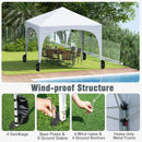 300 X 300 Cm Pop Up Canopy Tent With 4 Removable Sidewall And Wheeled Bag-White