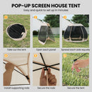300 X 275 CM Foldable Outdoor Screened Camping Tent Gazebo-Sand Color