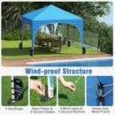 300 X 300 Cm Pop Up Canopy Tent With 4 Removable Sidewall And Wheeled Bag-Blue